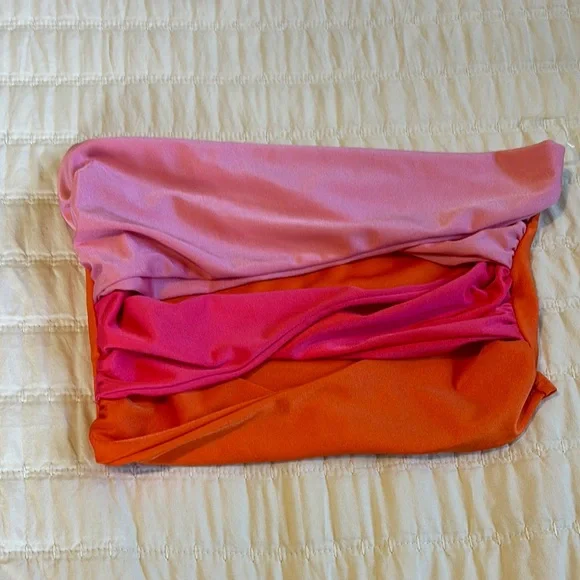 Vibrant Pink and Orange Strapless Tube Top - Picture 1 of 3